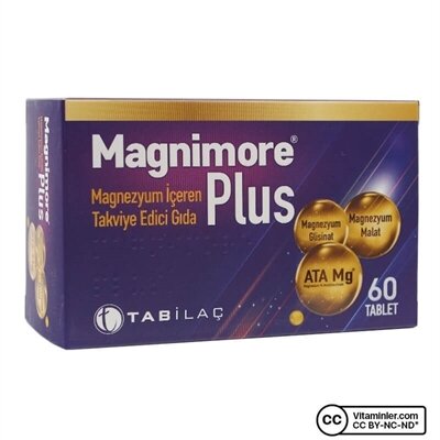 Magnimore Plus Magnezyum İçeren Takviye Edici Gıda 60 Tablet Tab İlaç Vitamin & Multivitaminler 8680133000669